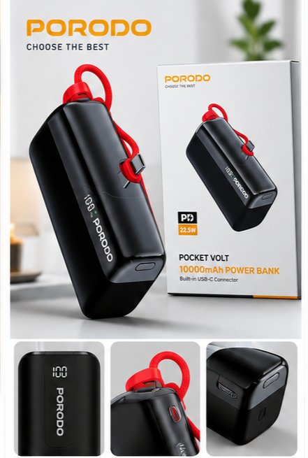 پاوربانک PORODO Pocket Volt ظرفیت 10000mAh